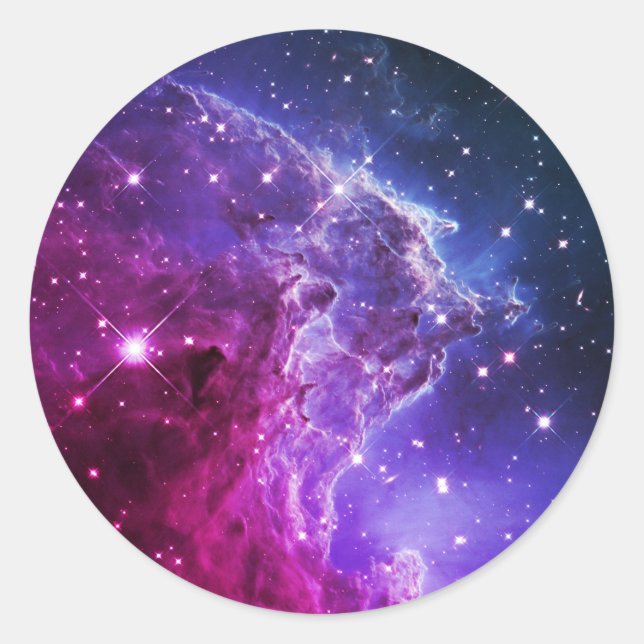 Sticker Rond Nebula tête de singe violet Hipster (Devant)