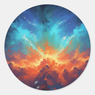 Sticker Rond Nébuleuse cosmique Galaxie abstraite Art spatial
