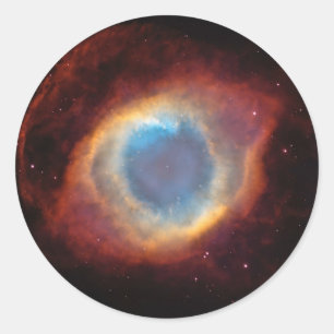 Sticker Rond Nébuleuse hélix rouge et bleu NGC 7293 Fog planéta