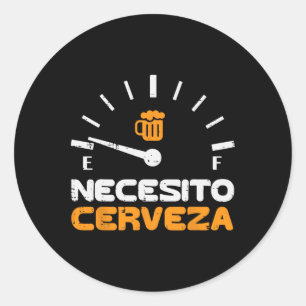 Sticker Rond Necesito Cerveza Funny Mexicain Espagnol Cinco De