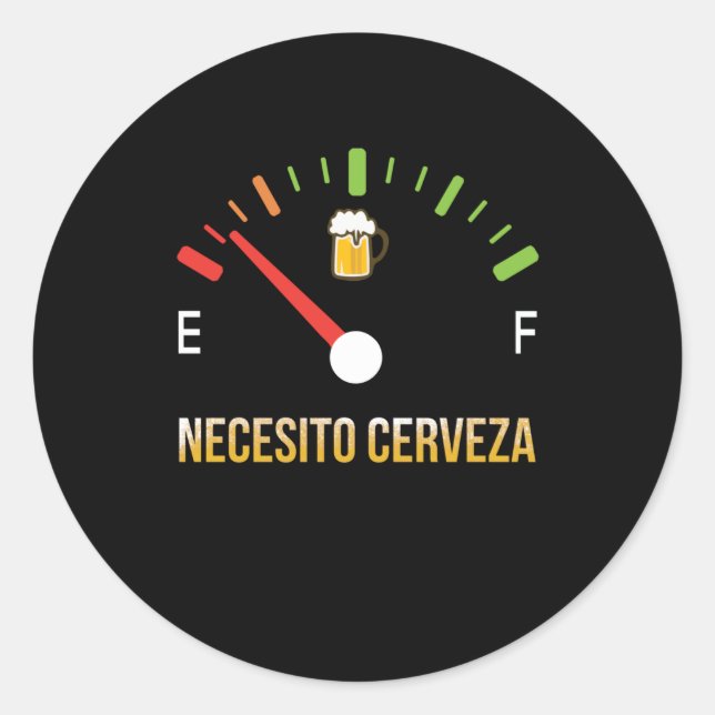 Sticker Rond Necesito Cerveza J'ai besoin de bière en espagnol (Devant)