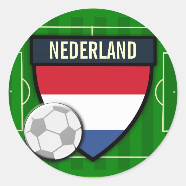 Sticker Rond Nederland Pays-Bas Soccer (Devant)