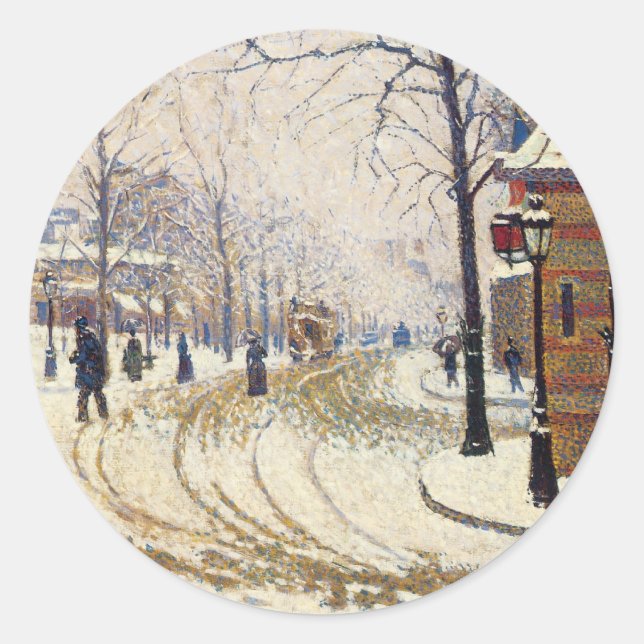 Sticker Rond Neige, Boulevard de Clichy, Paris par Paul Signac (Devant)