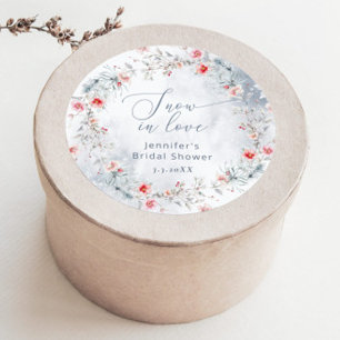 Sticker Rond Neige d'hiver en amour élégant Shower de mariage