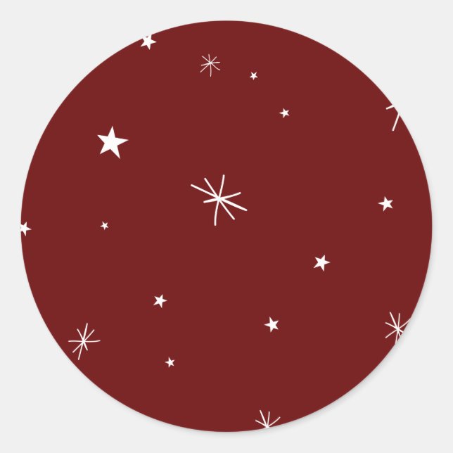 Sticker Rond Neige d'hiver, Galaxie de nuit en rouge foncé (Devant)