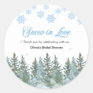 Sticker Rond Neige en amour Flocons de neige Baby Shower Merci 