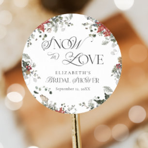 Sticker Rond Neige en amour Hiver Noël Réception de mariage