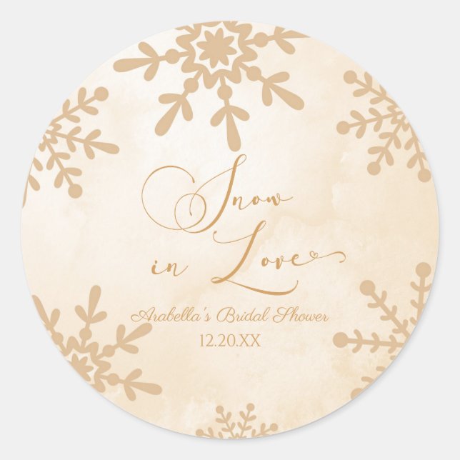 Sticker Rond Neige en amour hiver Wonderland Fête des mariées (Devant)