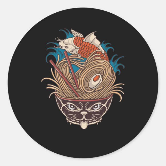 Sticker Rond Neko Ramen (Devant)