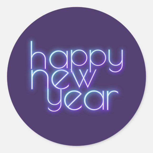 Sticker Rond Neon Bonne Année (Devant)