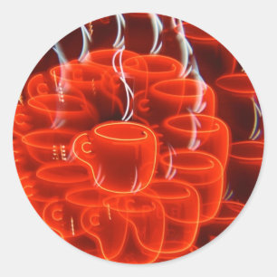 Sticker Rond neon café tasse folie