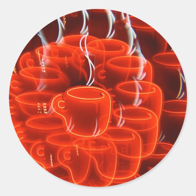 Sticker Rond neon café tasse folie (Devant)