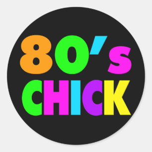 Sticker Rond Neon Colours 80's Chick