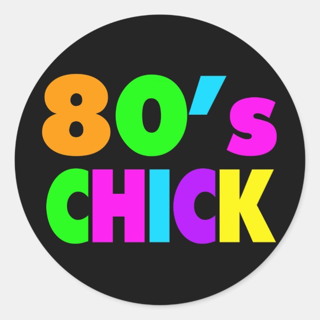 Sticker Rond Neon Colours 80's Chick (Devant)