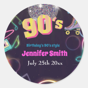 Sticker Rond Neon Disco Vibes des années 90 Stytle