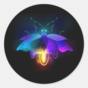 Sticker Rond Neon Firefly sur noir