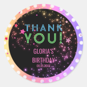 Sticker Rond Neon Glow dans l'obscurité Anniversaire de enfant 