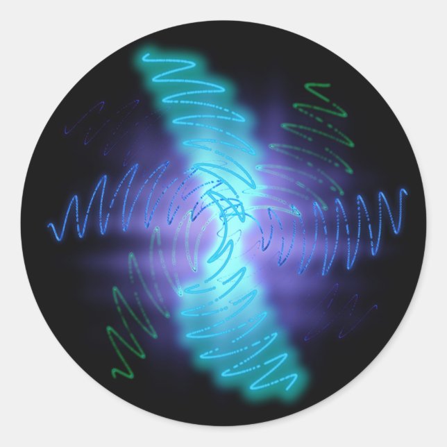 Sticker Rond Neon Glowing Sound Waves (Devant)