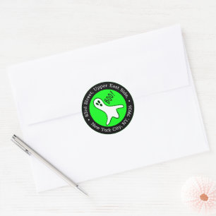 Sticker Rond Neon Green Éffrayant Ghost Halloween Adresse de re