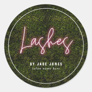 Sticker Rond Neon Green Lash Artiste Cosmetologue d'entreprise