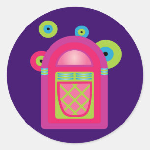 Sticker Rond Neon Jukebox