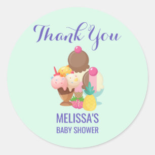 Sticker Rond Neopolitan Flavor Ice Cream Trio Merci d'événement