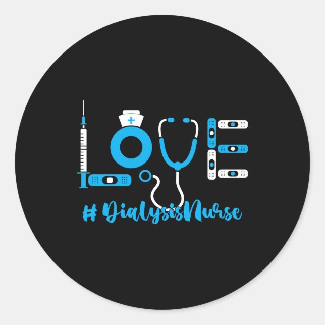 Sticker Rond Néphrologie Dialyse Infirmière Amour Stéthoscope I (Devant)