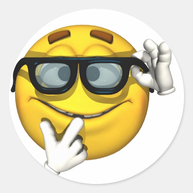 Sticker Rond Nerd visage jaune (Devant)