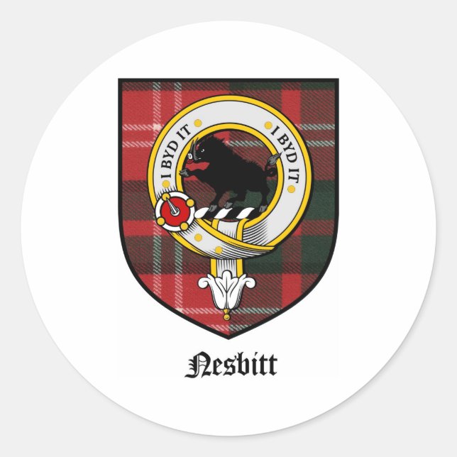 Sticker Rond Nesbitt Clan Crest Badge Tartan (Devant)