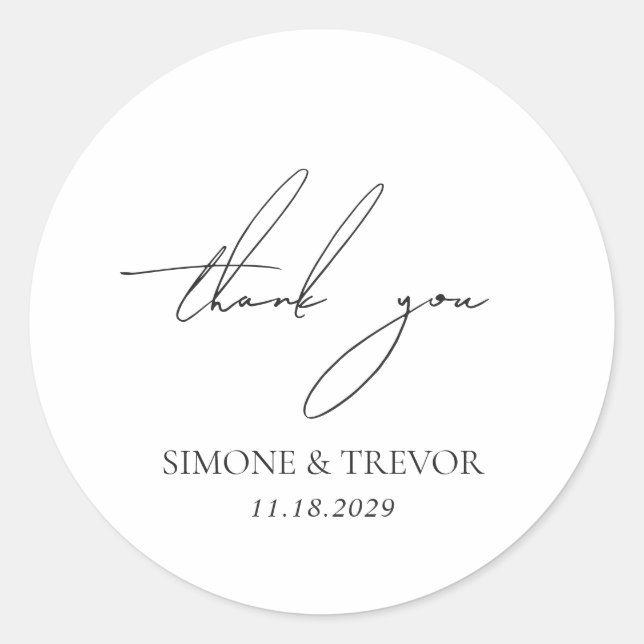 Sticker Rond Nettoyer noir et blanc Mariage moderne (Devant)