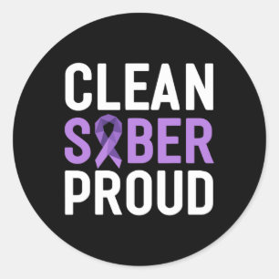 Sticker Rond Nettoyer Sober Fière de la dépendance finale Sensi