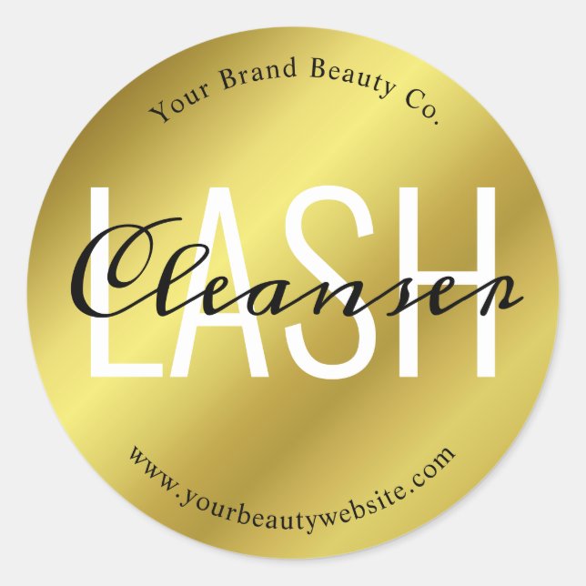 Sticker Rond Nettoyeur de Lash moderne Faux Golden Product Étiq (Devant)