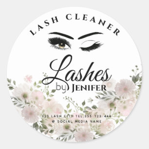Sticker Rond Nettoyeur de maquillage floral de chou d'aquarelle