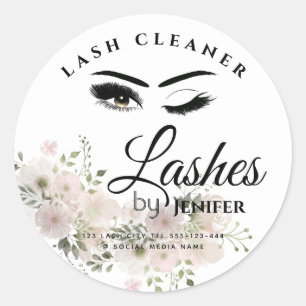 Sticker Rond Nettoyeur de maquillage floral de chou d'aquarelle