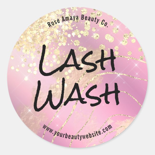 Sticker Rond Nettoyeur de Parties scintillant Lilac Gold (Devant)