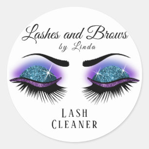 Sticker Rond Nettoyeur d'extension Eyelashes - bleu et violet