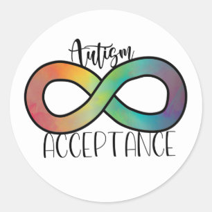 Sticker Rond Neurodiversité Acceptation de l'autisme Arc-en-cie