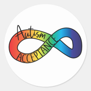 Sticker Rond Neurodiversité Acceptation de l'autisme Arc-en-cie