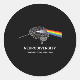 Sticker Rond Neurodiversité Spectre Autisme Asd Adhd Rainbow Br