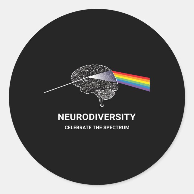 Sticker Rond Neurodiversité Spectre Autisme Asd Adhd Rainbow Br (Devant)