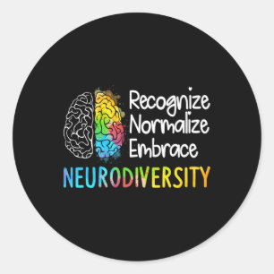 Sticker Rond Neurodiversité Spectre Autisme Asd Adhd Rainbow Br