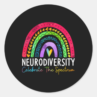 Sticker Rond Neurodiversité Spectre de l'autisme Asd Adhd Rainb