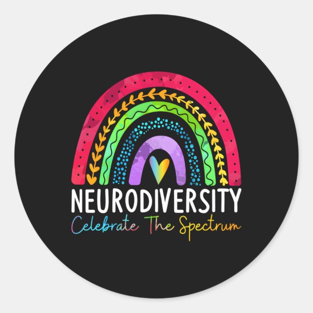 Sticker Rond Neurodiversité Spectre de l'autisme Asd Adhd Rainb (Devant)