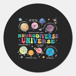Sticker Rond Neurodiversité Universe Planète spatiale Autiste A