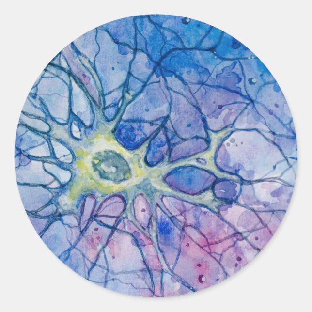 Sticker Rond Neuron aquarelle (Devant)