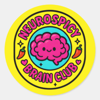 Sticker Rond Neurospicy Brain Club Inclusive Neurodivergent