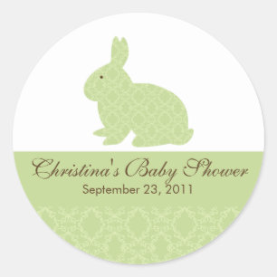 Sticker Rond Neutre d'autocollant de baby shower de lapin de