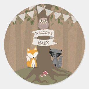 Sticker Rond Neutre inspiré de carte de baby shower de région