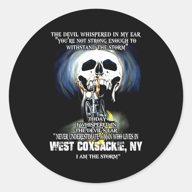 Sticker Rond Never Underestimate A West Coxsackie Ny Man  (Devant)