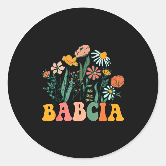Sticker Rond New Babcia Wildflower First Birthday &amp; Baby Sh (Devant)